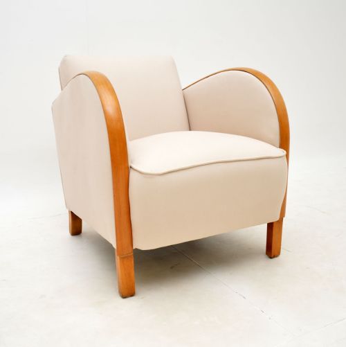 1920'S Swedish Art Deco Satin Birch Armchair
