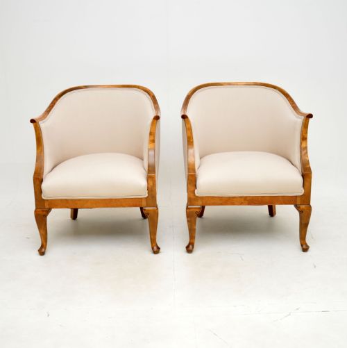 fig 1. Pair of Antique Swedish Satin Birch Armchairs

