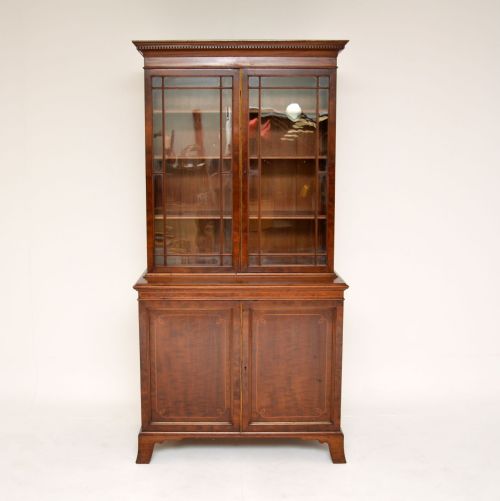 fig 1. Antique Edwardian Inlaid Mahogany Bookcase