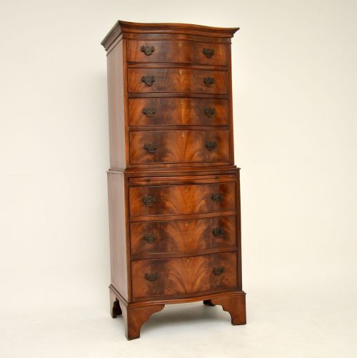 Antique Mahogany Serpentine Chest on Chest
