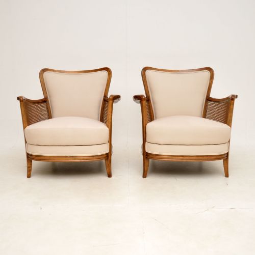 fig 1. Pair of Antique Swedish Satin Birch Armchairs
