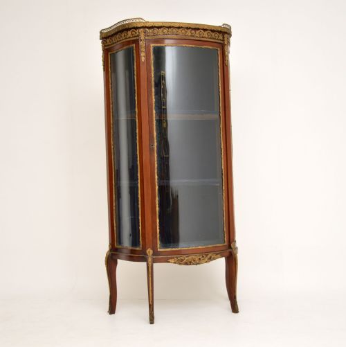 Antique French Mahogany Marble Top Display Cabinet