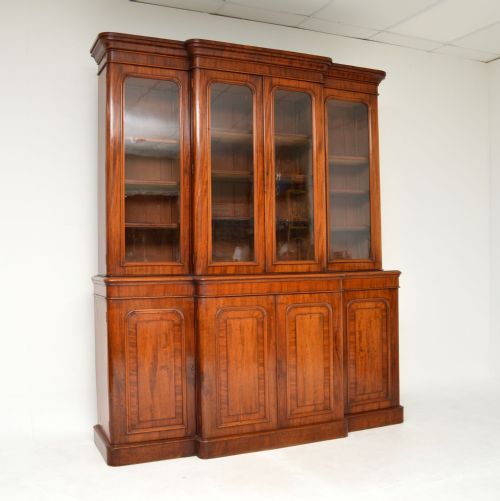 Antique Victorian Mahogany Breakfront Library Bookcase
