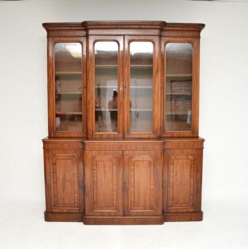 fig 1. Antique Victorian Mahogany Breakfront Library Bookcase