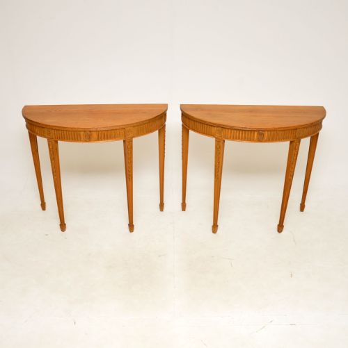 Pair of Adam Style Antique Pine Console Tables