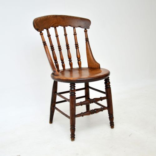 fig 1. Set of 4 Antique Victorian Elm Farmhouse Dining Chairs