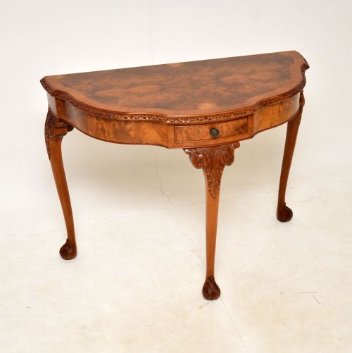 Antique Burr Walnut Console Side Table