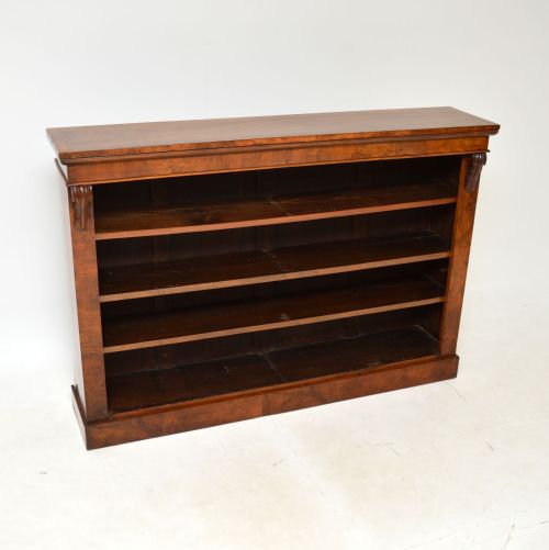 Antique Victorian Walnut Open Bookcase
