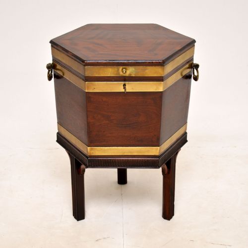 Antique Georgian Mahogany & Brass Wine Cooler / Cellarette
