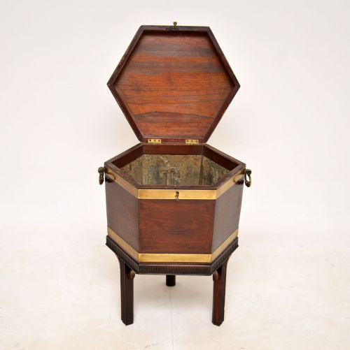 fig 1. Antique Georgian Mahogany & Brass Wine Cooler / Cellarette