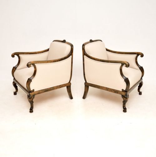 fig 1. Pair of Antique Swedish Satin Birch Armchairs
