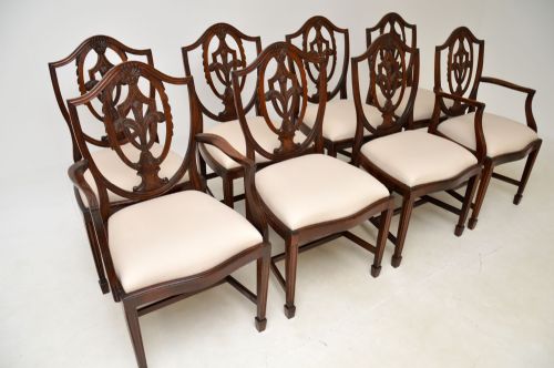 fig 1. Set of 8 Antique Mahogany Shield Back Dining Chairs