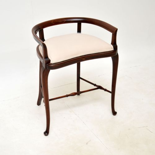Antique Edwardian Inlaid Mahogany Stool
