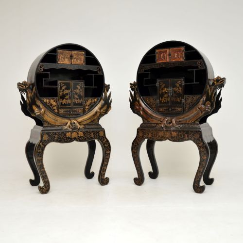 Pair of Antique Lacquered Chinoiserie Japanese Cabinets
