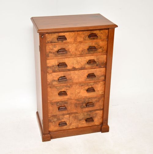 Antique Burr Walnut Wellington Chest of Drawers
