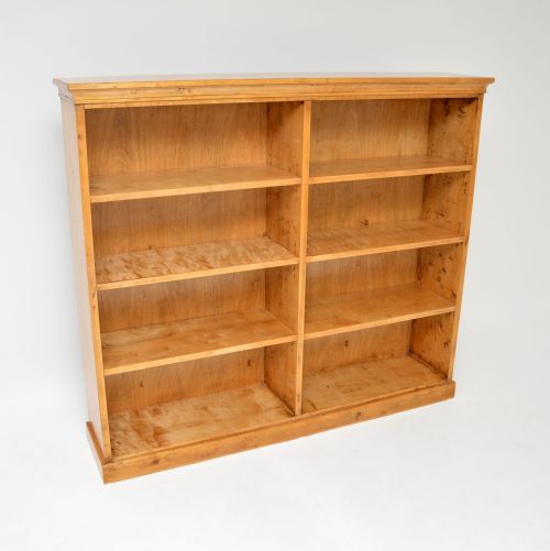 Antique Swedish Satin Birch Open Bookcase
