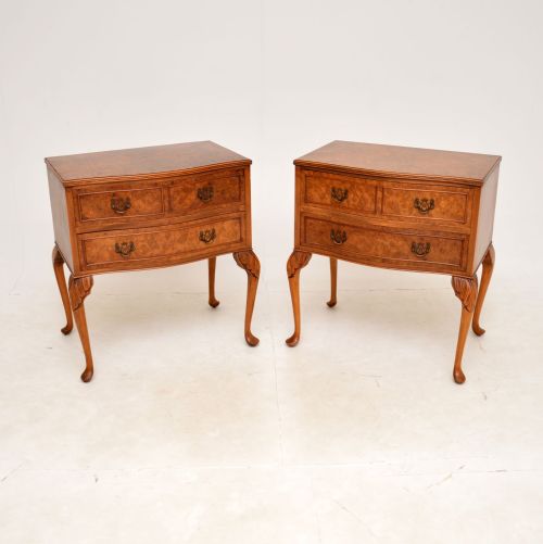Pair of Antique Burr Walnut Bedside Chests
