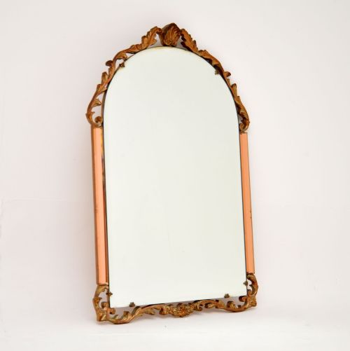 Antique Gilt & Peach Glass Mirror
