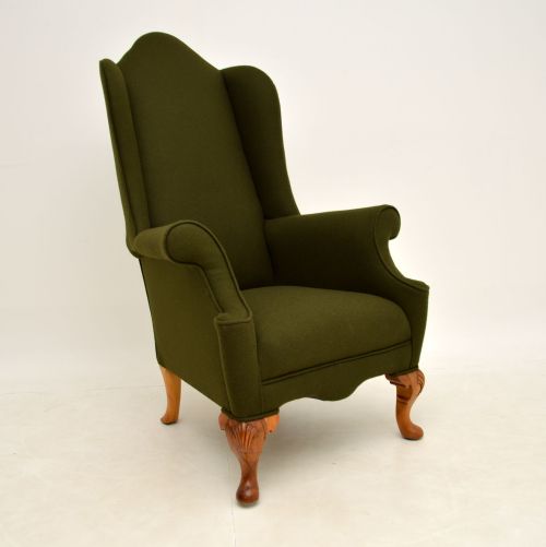 Antique Walnut Wing Back Armchair
