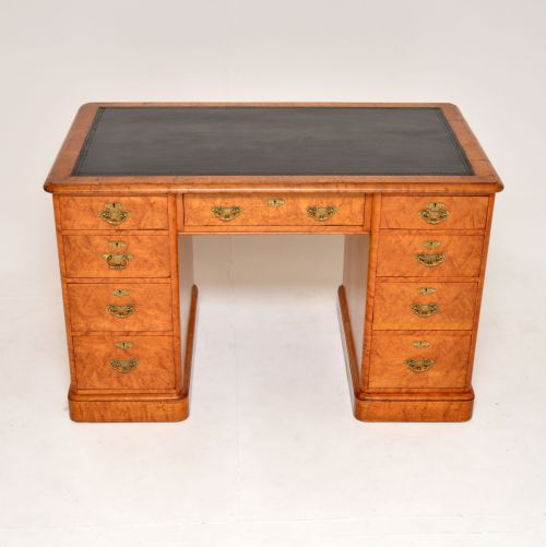 fig 1. Antique Victorian Maple Pedestal Desk