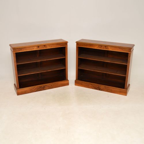 Pair of Antique Walnut Open Bookcases
