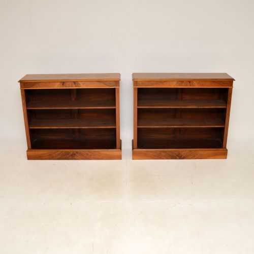 fig 1. Pair of Antique Walnut Open Bookcases