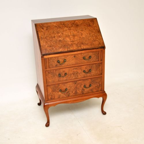 Antique Burr Walnut Writing Bureau by Maple & Co
