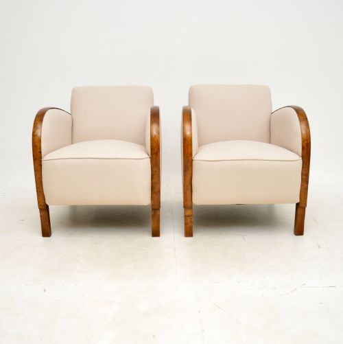 fig 1. 1920’s Pair of Swedish Art Deco Satin Birch Armchairs