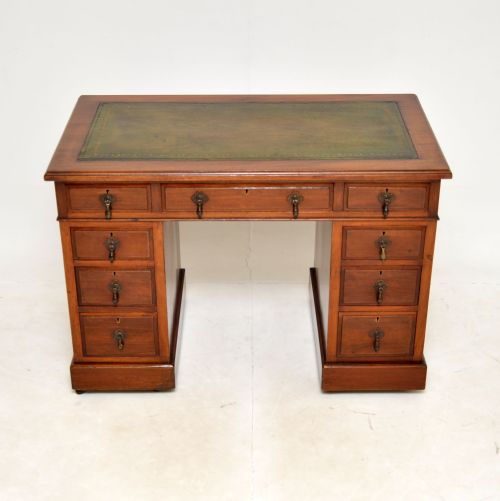 fig 1. Antique Victorian Mahogany Leather Top Pedestal Desk