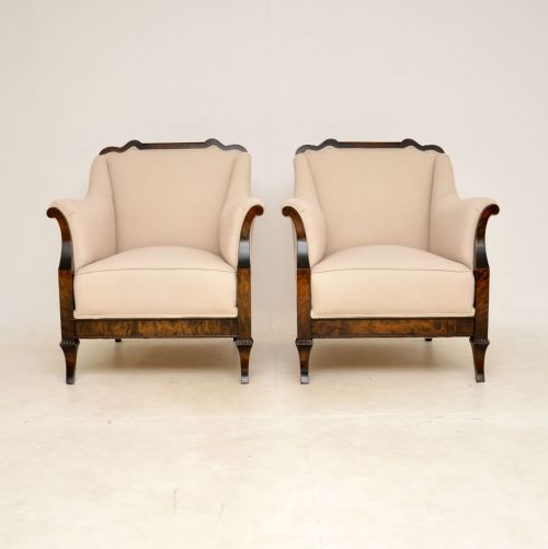 fig 1. Pair of Antique Swedish Satin Birch Armchairs
