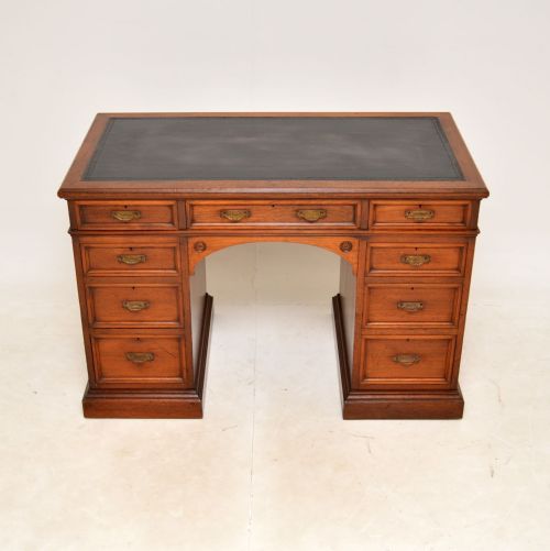fig 1. Antique Victorian Walnut Pedestal Desk by Howard & Sons
