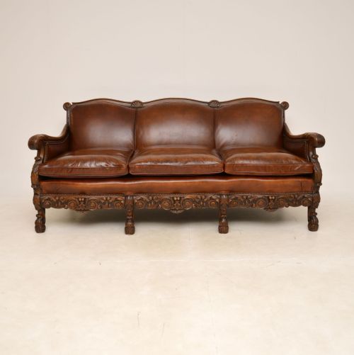 fig 1. Antique Swedish Leather Bergere Sofa