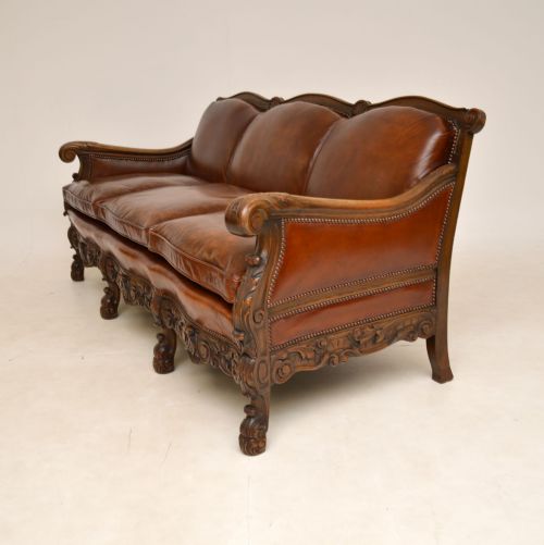 fig 2. Antique Swedish Leather Bergere Sofa