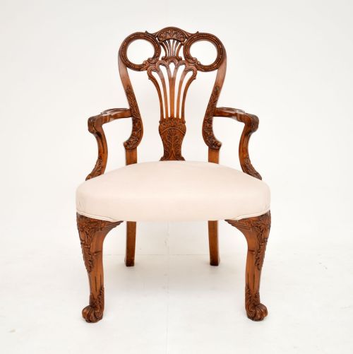 fig 1. Antique Georgian Style Carved Walnut Armchair

