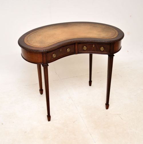 Antique Edwardian Mahogany Kidney Desk
