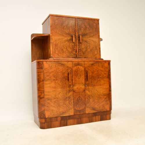 1930'S Art Deco Burr Walnut Cocktail Drinks Cabinet
