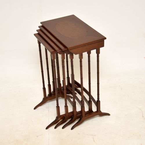 fig 1. Antique Inlaid Walnut & Mahogany Nest of 4 Tables