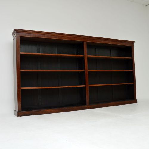 Antique Edwardian Inlaid Mahogany Open Bookcase
