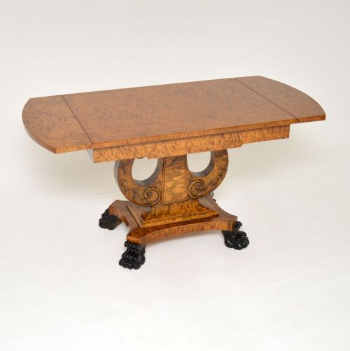 Antique Swedish Satin Birch Biedermeier Sofa Table
