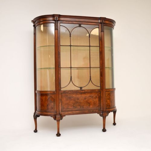 Antique Edwardian Walnut Display Cabinet
