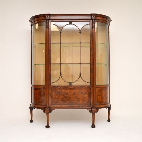 fig 1. Antique Edwardian Walnut Display Cabinet
