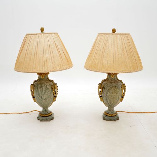 fig 1. Pair of Antique French Marble & Gilt Bronze Table Lamps