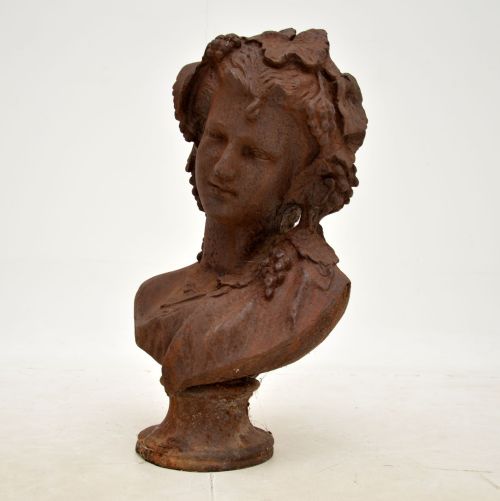 fig 1. Antique Cast Iron Bust of Young Woman