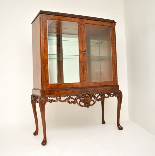 Antique Burr Walnut Display Cabinet
