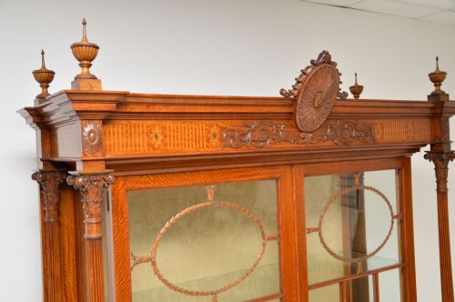 fig 1. Antique Victorian Satin Wood Display Cabinet
