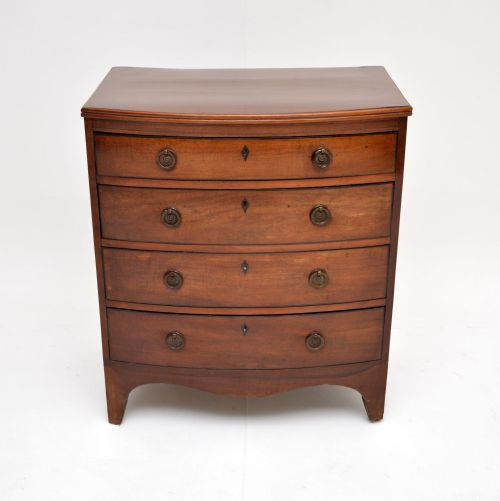 fig 1. Antique Georgian Mahogany Bow Front Chest of Drawers