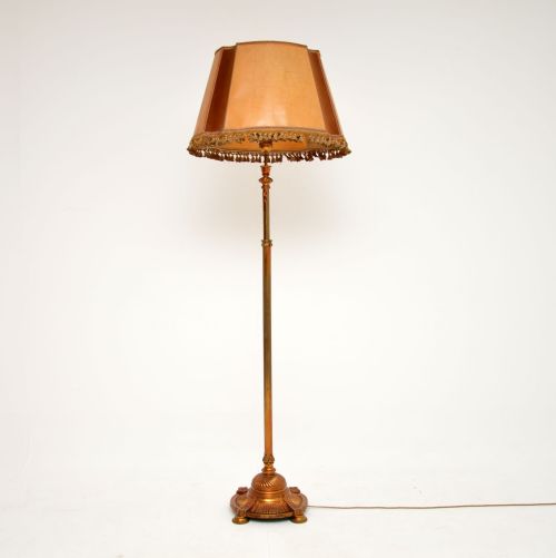 Antique French Gilt Metal Rise & Fall Floor Lamp

