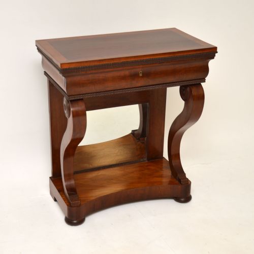 Antique French Empire Mahogany Mirrored Back Console / Side Table
