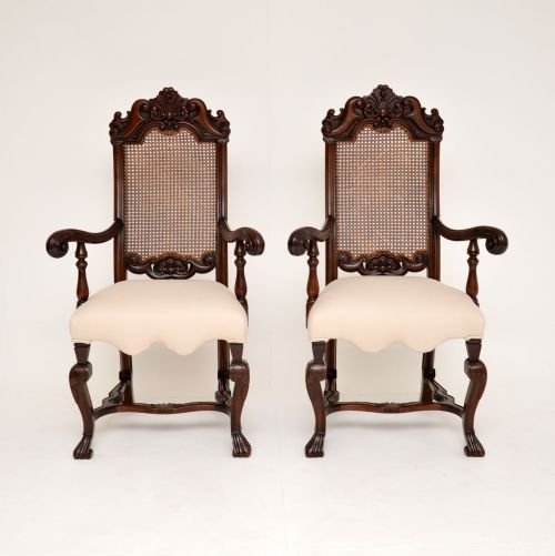 fig 1. Pair of Antique Victorian Carved Walnut Armchairs