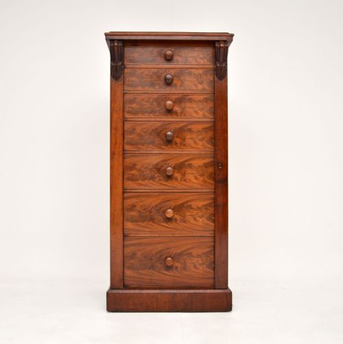 fig 1. Antique Victorian Mahogany Wellington Chest of Drawers
